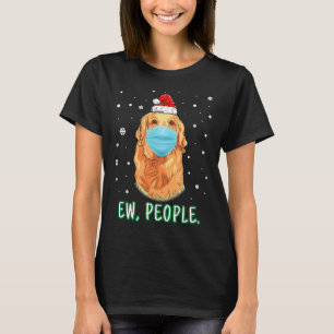 T-shirt Ew Personnes Noël Père Noël Golden Retriever Porta