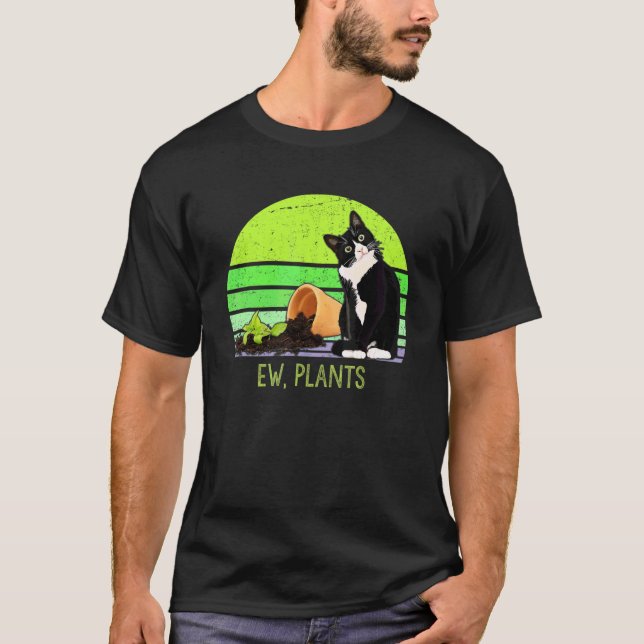 T-shirt Ew Plant Gardener Succulent Cactus Plant And Cat (Devant)