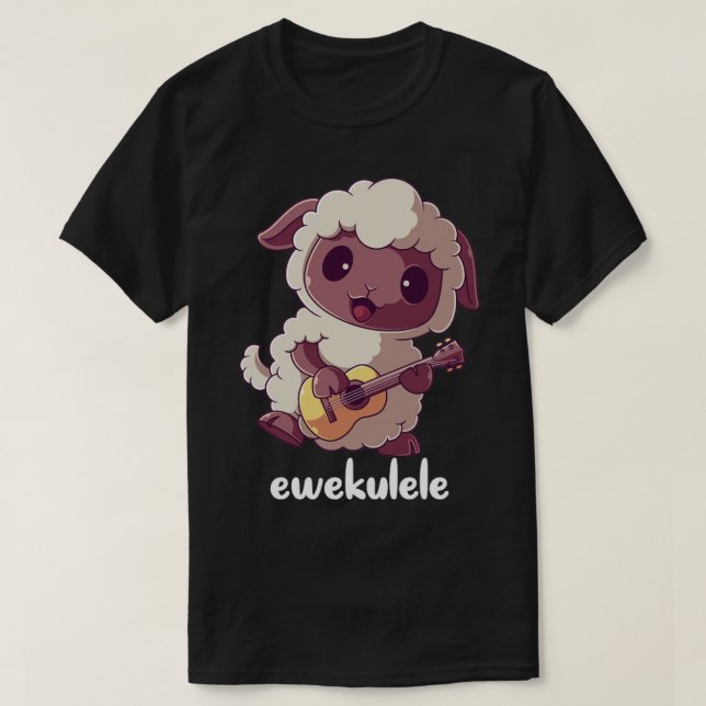 T-shirt Ewekulele Sheep Ukulele Joueur de guitare Ukulele  (Design devant)