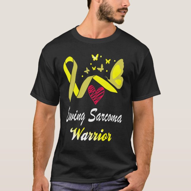 T-shirt Ewing Sarcoma Guerrier Papillon jaune Ruban Butt (Devant)