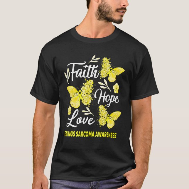 T-shirt Ewings Sarcoma Awareness Faith Hope Love Butterfly (Devant)