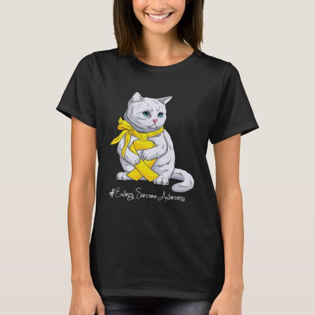 T-shirt Ewings Sarcoma Awareness Month Yellow Ribbon Cat (Devant)