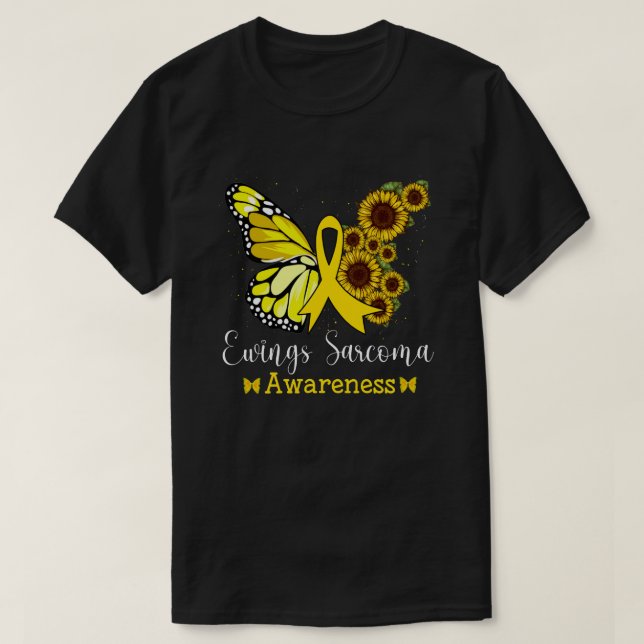 T-shirt Ewings Sarcoma Cancer Awareness Papillon & Sunflo (Design devant)