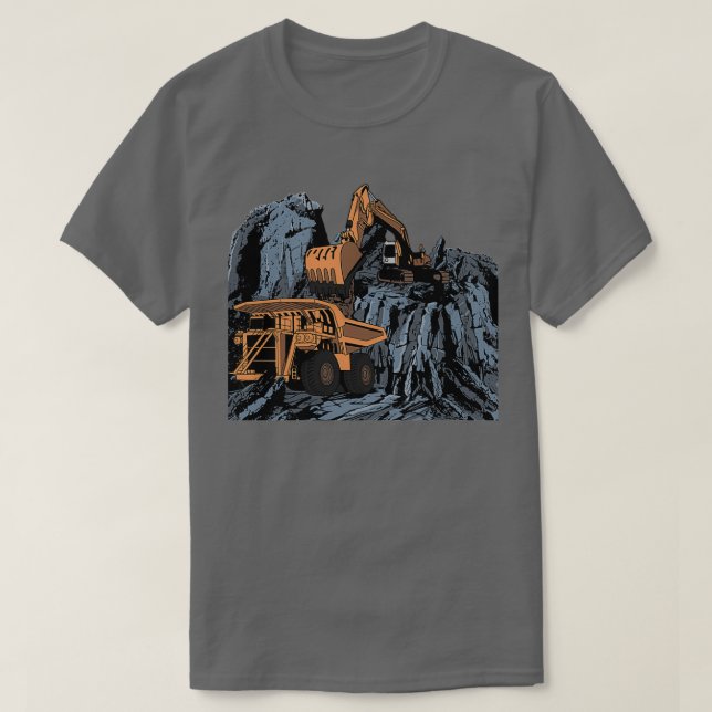 T-shirt Excavateur Chargement du camion de vidange minier (Design devant)