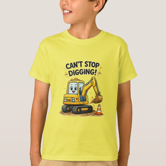 T-shirt Excavatrice qui n'arrête pas de creuser (Devant)
