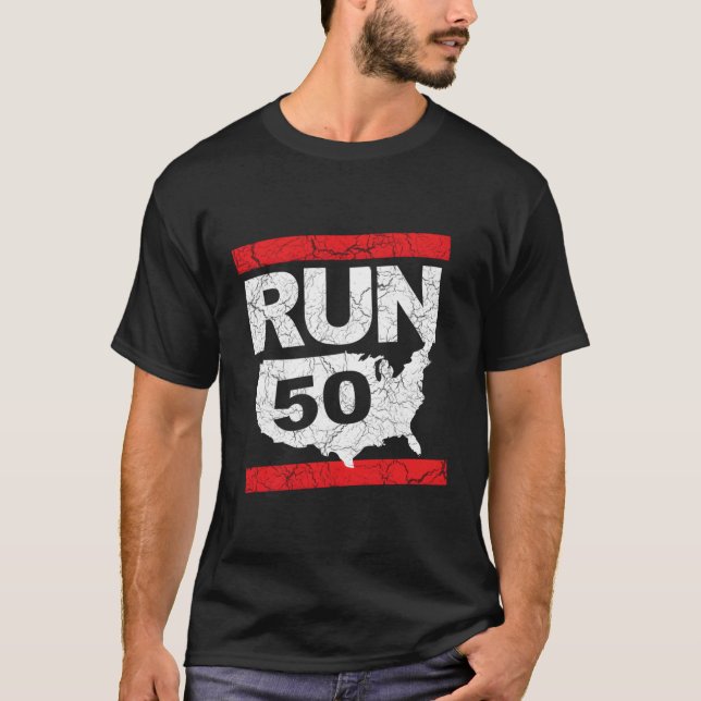 T-shirt Exécuter 262 50 Etats Marathon Run Runner Inspiré (Devant)
