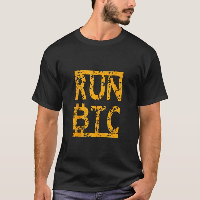 T-shirt Exécuter Btc Bitcoin Wallet argent Crypto pièce Bl (Devant)