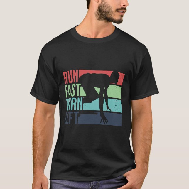 T-shirt Exécuter Fast Turn Left Sprint Dash Runners 100m 2 (Devant)