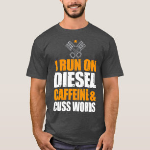 T-shirt Exécuter Sur Diesel Caffeine Cuss Mots urbo Diesel