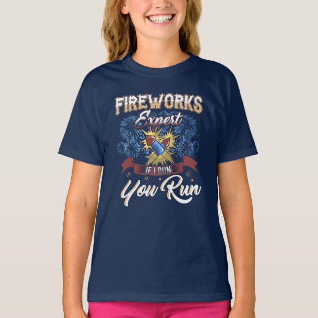 T-shirt Exécution de Fireworks Expert si j'exécute 4 juill (Devant)