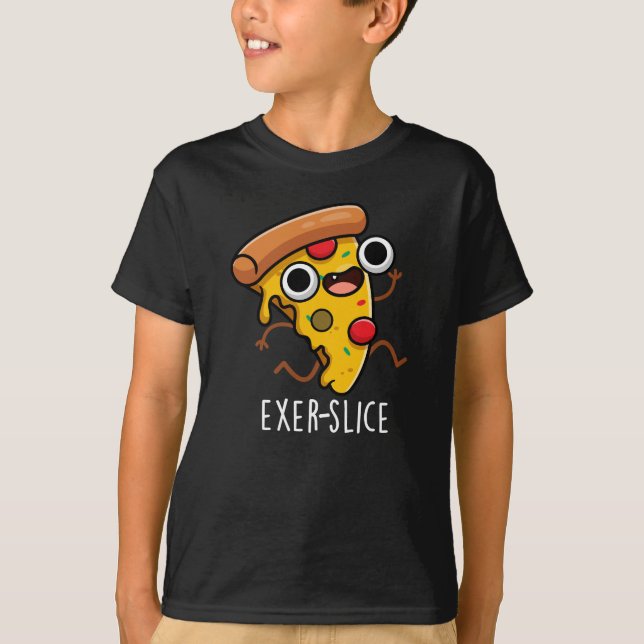 T-shirt Exer-slice Funny Pizza Pun Dark BG (Devant)