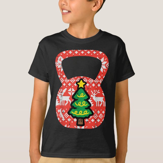 T-shirt Exercice de Noël Kettlebell Xmas Gym Exercice Wom (Devant)