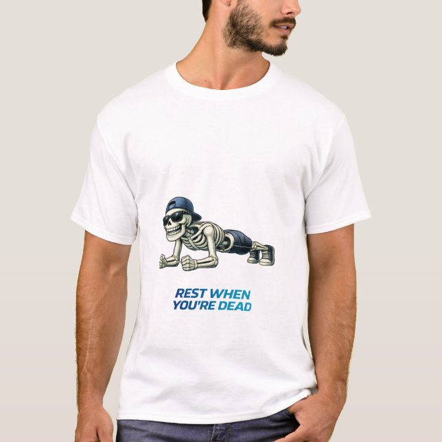 T-shirt Exercice de planche de squelette Design de fitness (Devant)