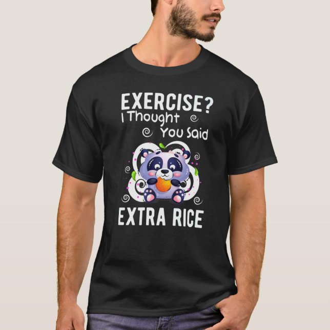 T-shirt Exercice Extra Rice Panda Ours Panda Cute Panda Ou (Devant)