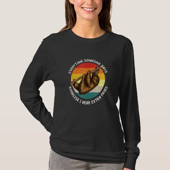 T-shirt Exercice Ou Fries Extra Fries Sloth Workout Sloth  (Devant)