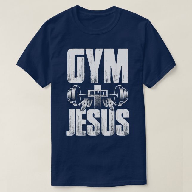 T-shirt Exercice Religieux Gym Jesus Barbell Lifting Peser (Design devant)
