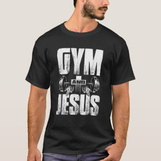 T-shirt Exercice Religieux Gym Jesus Barbell Poids Lifting