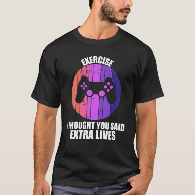T-shirt Exercice Vies Supplémentaires Manette de Jeu Rétro (Devant)
