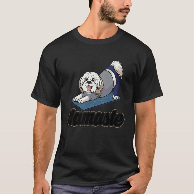 T-shirt Exercise Yoga Shih Tzu Let's Walk men women kids,  (Devant)