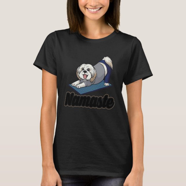 T-shirt Exercise Yoga Shih Tzu Let's Walk men women kids,  (Devant)