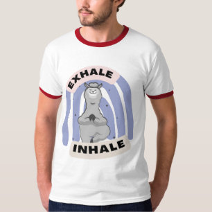 T-shirt Exhale Inhale Llama Yoga drôle