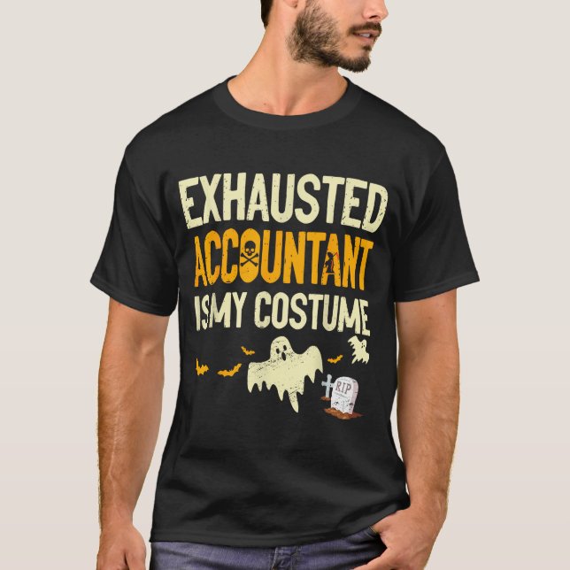 T-shirt Exhausted Accountant Cpa Halloween Funny Accountan (Devant)