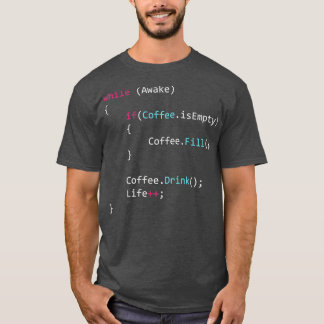 T-shirt Exigences en javascript pour le café