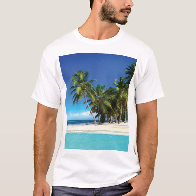 T-shirt Exotic beach throw pillow (Devant)