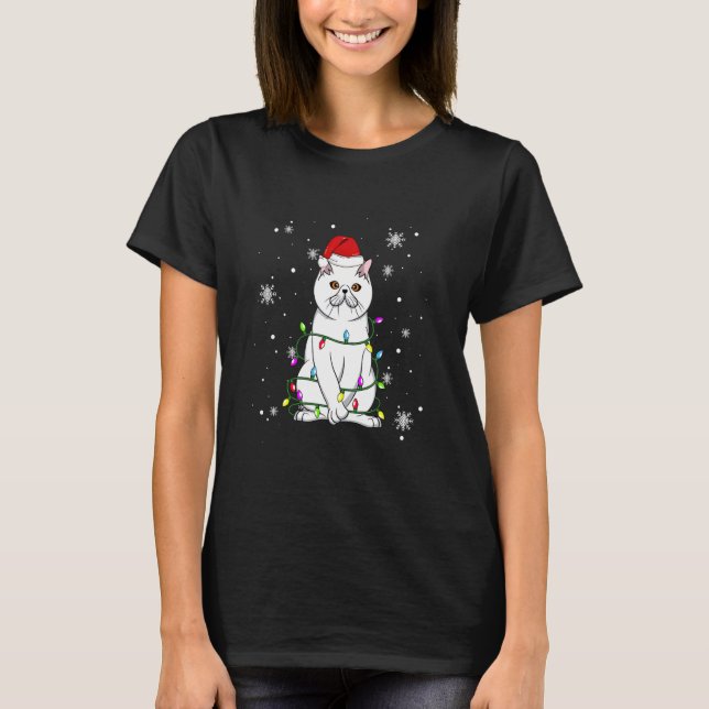 T-shirt Exotic Shorthair Cat Christmas Lights Christmas Ca (Devant)