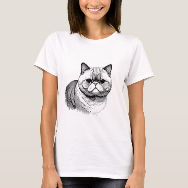 T-shirt Exotic Shorthair Cat Sketch Women's Tee (Devant)