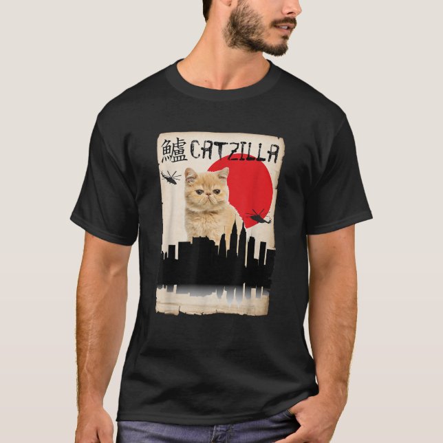 T-shirt Exotique Shorthair orange Chat Catzilla (Devant)