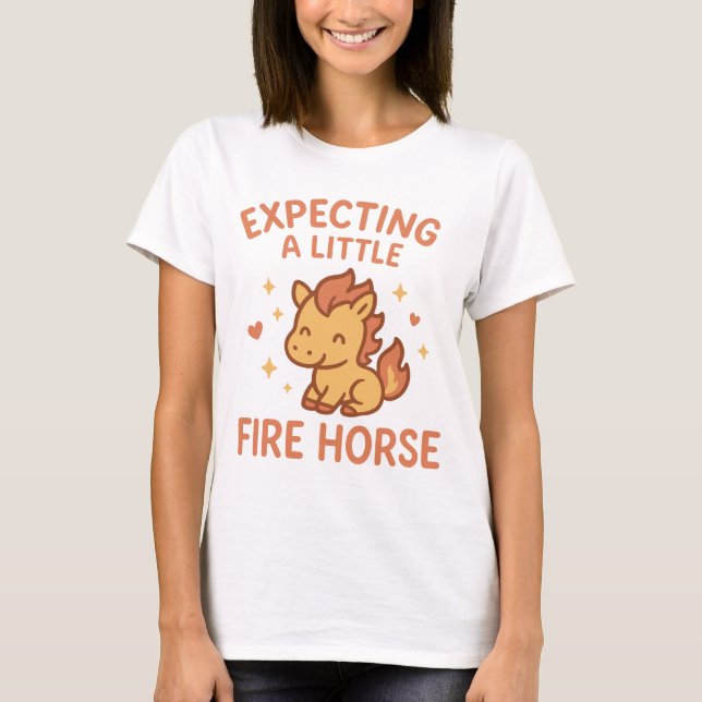 T-shirt Expecting A Little Fire Horse Cute Maternity (Devant)
