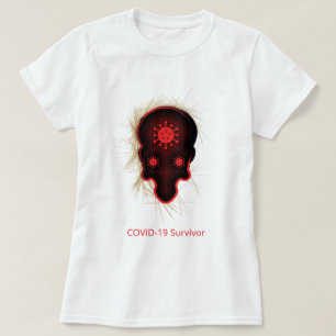 T-shirt Expérience COVID-19, crâne noir et rouge, survivan