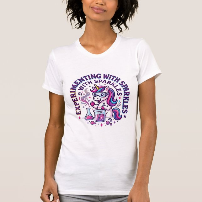 T-shirt Expérience de licorne avec publicité coupée en sci (Devant)