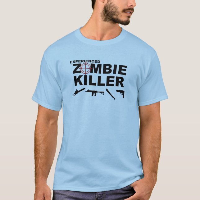 T-shirt expérimenté de tueur de zombi (Devant)