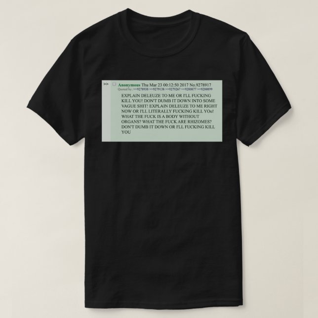 T-shirt Expliquer Deleuze copypasta t (Design devant)