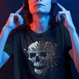 T-shirt Exploding Skull - Cracing Up Abstrait Cool Skull