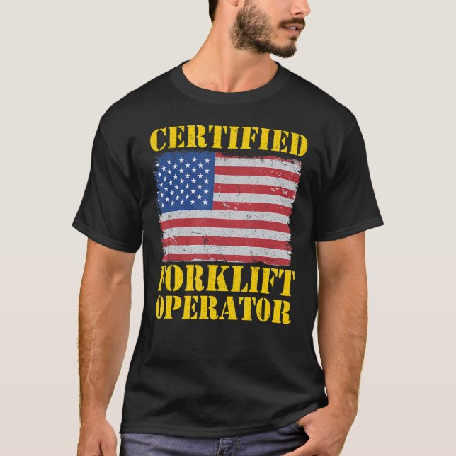 T-shirt Exploitant de chariots élévateurs à drapeau améric (Devant)