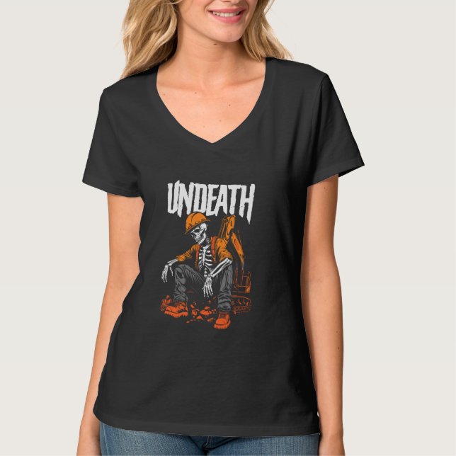 T-shirt Exploitant de l'excavateur Squelette Digger lourd  (Devant)
