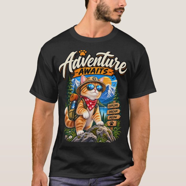 T-Shirt Explorateur Chat d'Aventure – Chat Extérie (Devant)