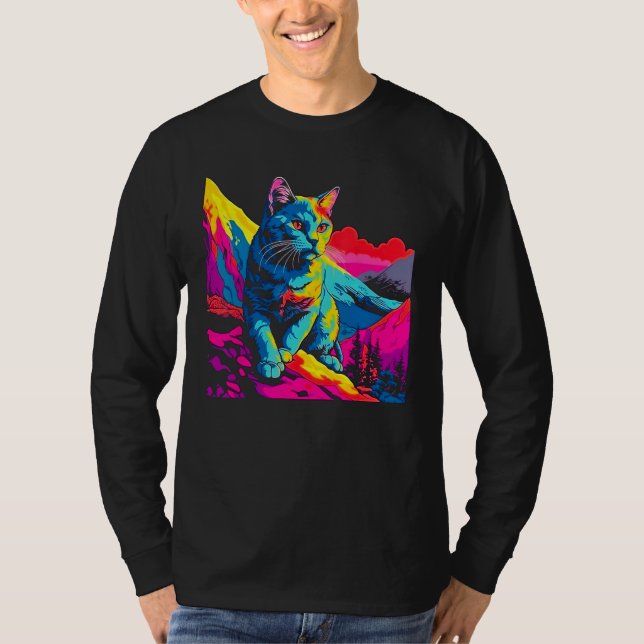T-shirt Explorateur de chat Pop Art (Devant)
