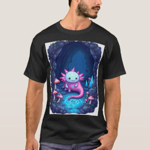 T-shirt Explorateur de grotte Axolotl Pixel Art Autocollan