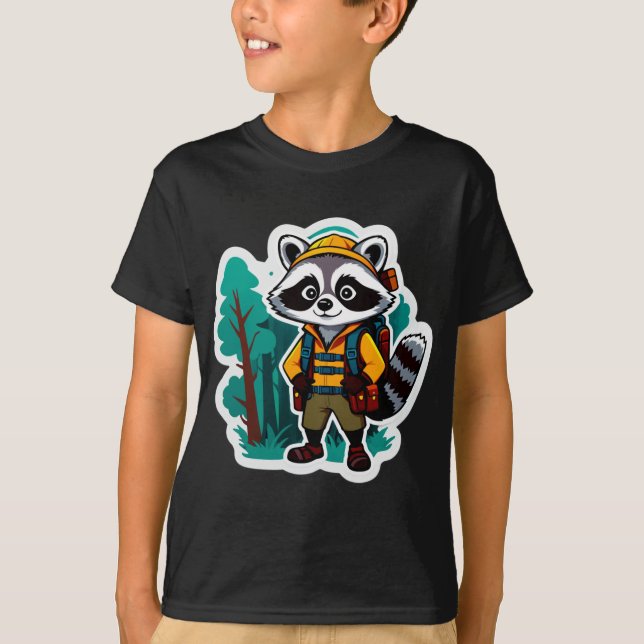 T-shirt Explorateur de la forêt de ratons laveurs (Devant)