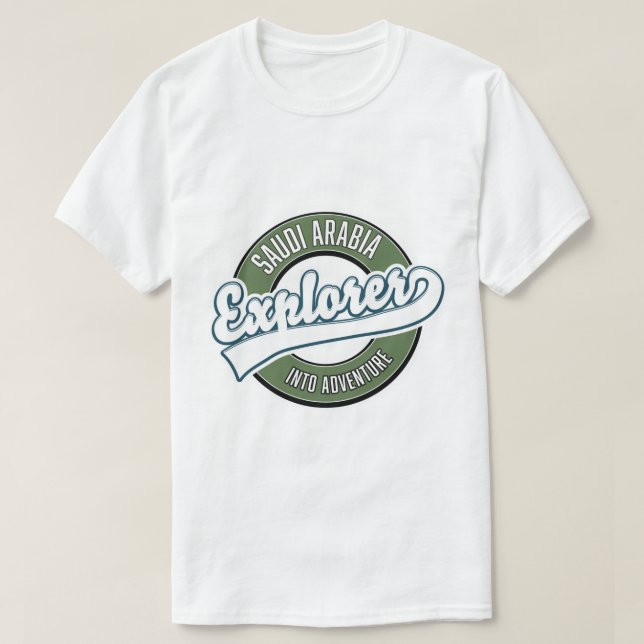 T-shirt explorateur de l'Arabie saoudite dans le logo d'av (Design devant)