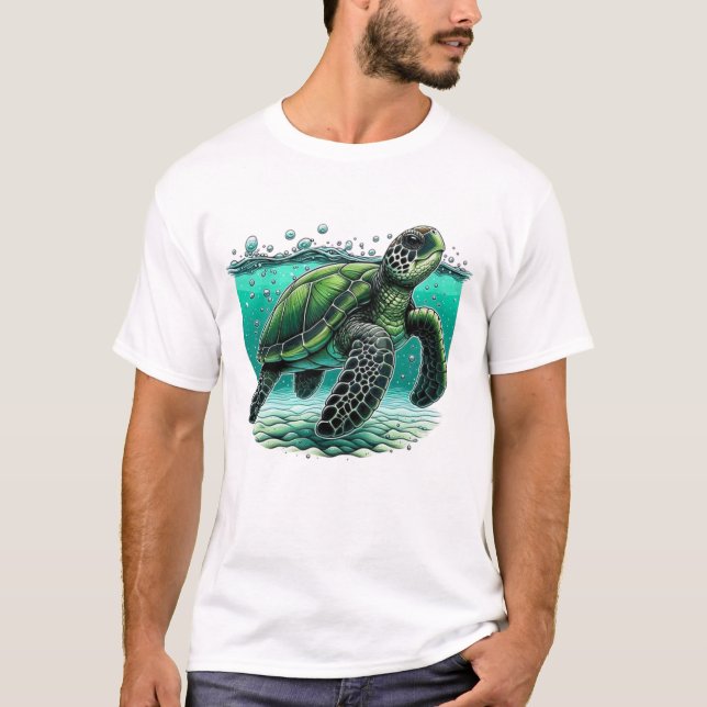 T-shirt 🌊 Explorateur des Océans Tortue de Mer (Devant)
