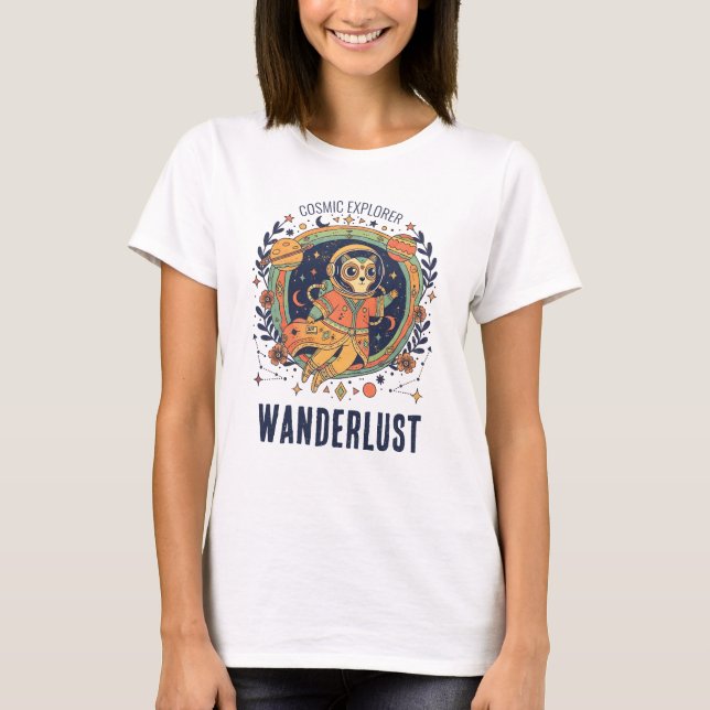 T-shirt Explorateur spatial astronaute chat cosmique vagab (Devant)