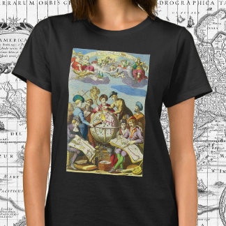 T-shirt Explorateurs vintage avec carte du globe antique,