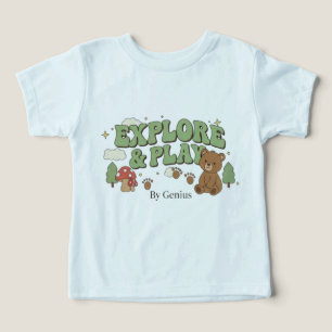 T-Shirt Explore & Play, Ours de forêt rétro groovy