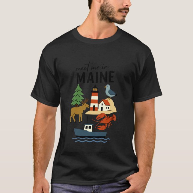 T-shirt Explorer Maine Aventure Attend Phare Élan (Devant)