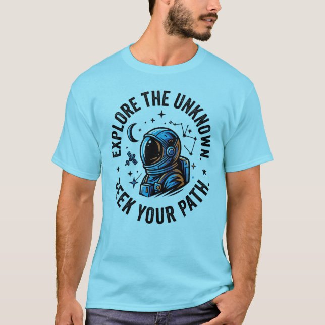 T-shirt ExplorerLInconnu Au-delà De L'astronaute Connu Esp (Devant)